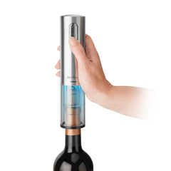 Chefman cordless electric wine bottle opener removes the cork in seconds  with a push of a buttonBuilt in rechargeable battery can open up to 30  bottles on a single chargeIncludes foil cutter
